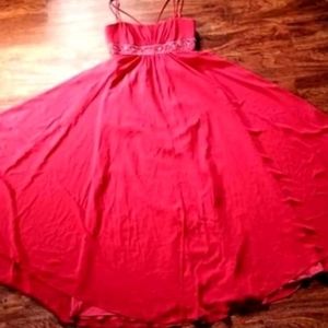 Davids bridal chiffon beaded empire waist floor length dress size 12